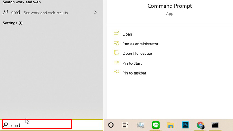 Mở Command Prompt